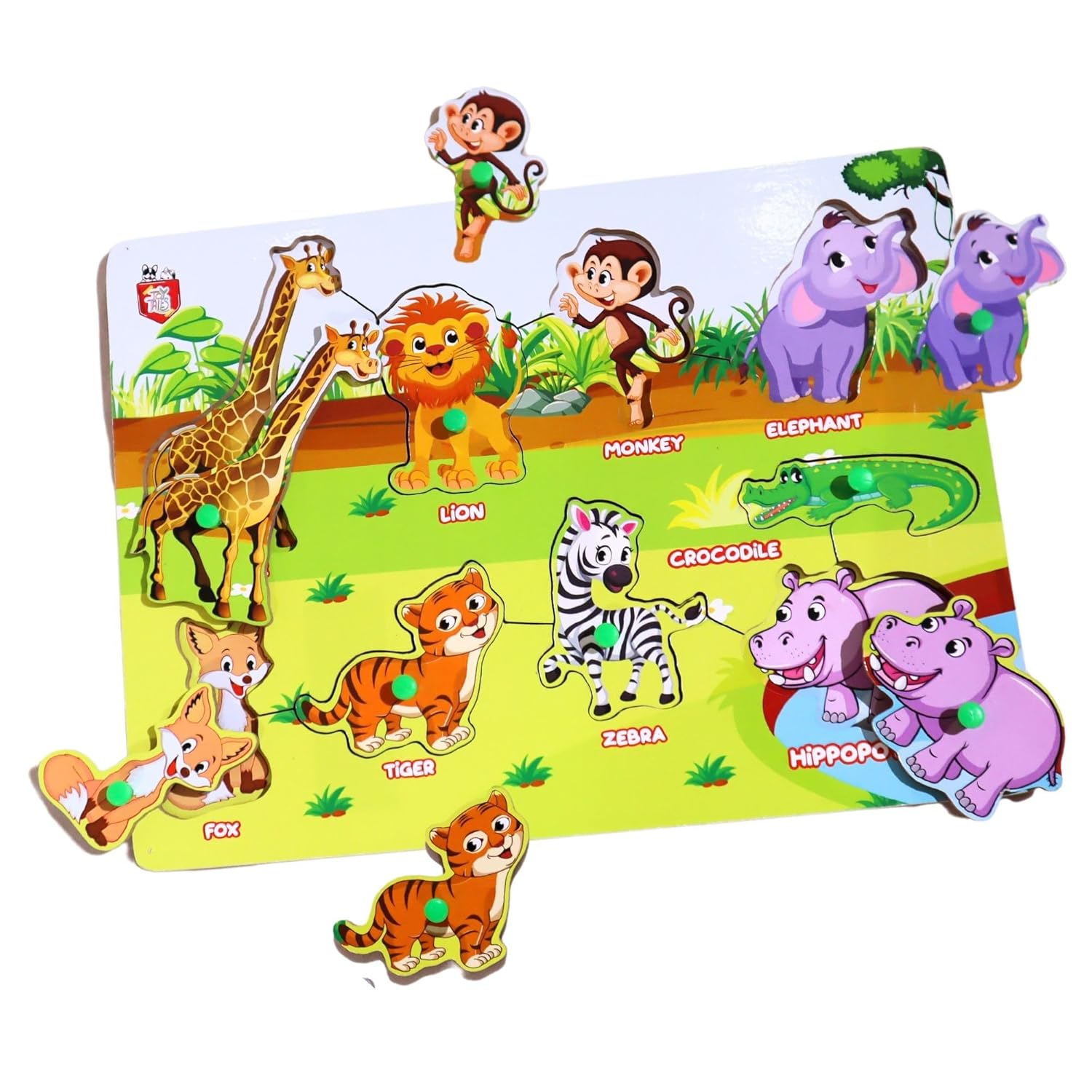 TOYTALES Wildlife Learning Puzzle Board for Kids Animal Identification Cardboard Toy for Toddlers