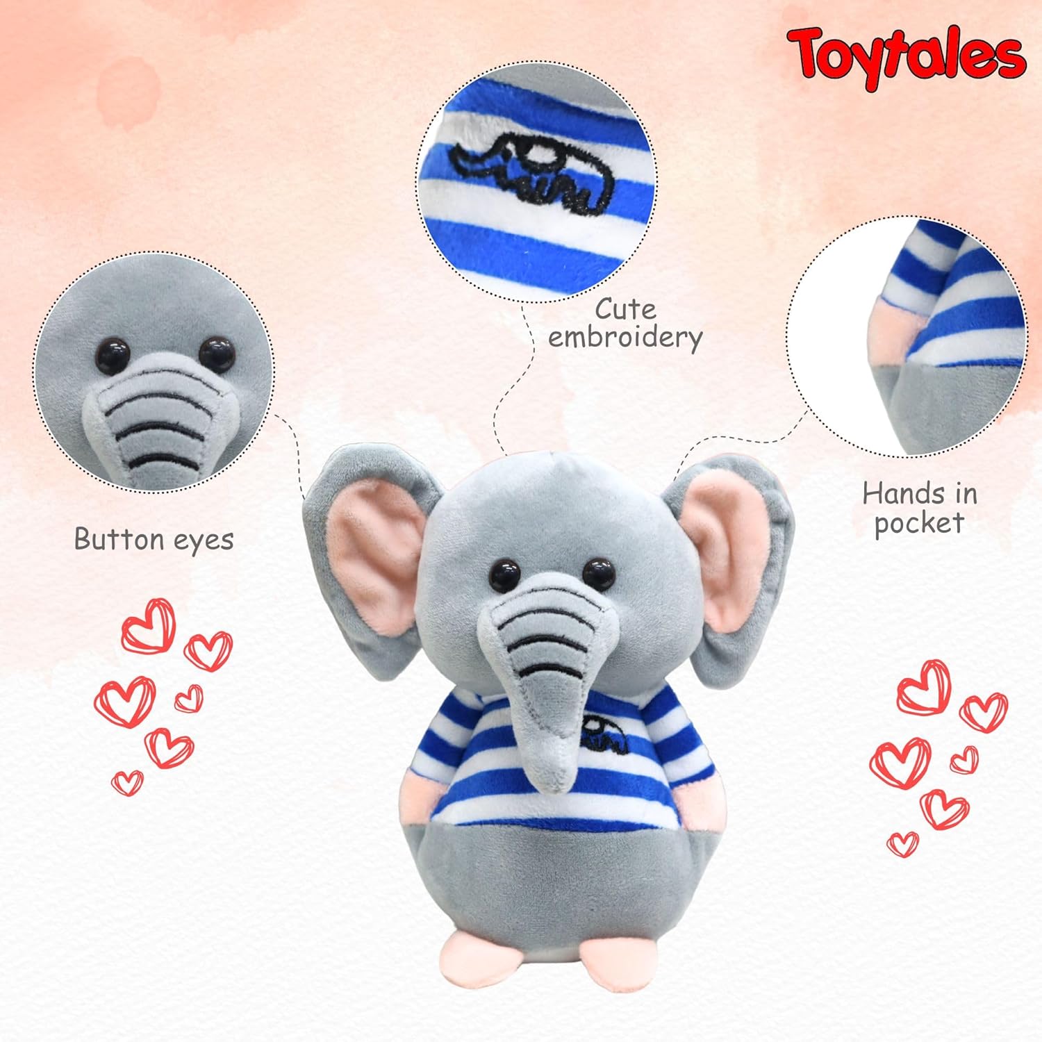 TOYTALES Baby Elephant Plush Soft Toy 20 cm Cute Stuffed Animal