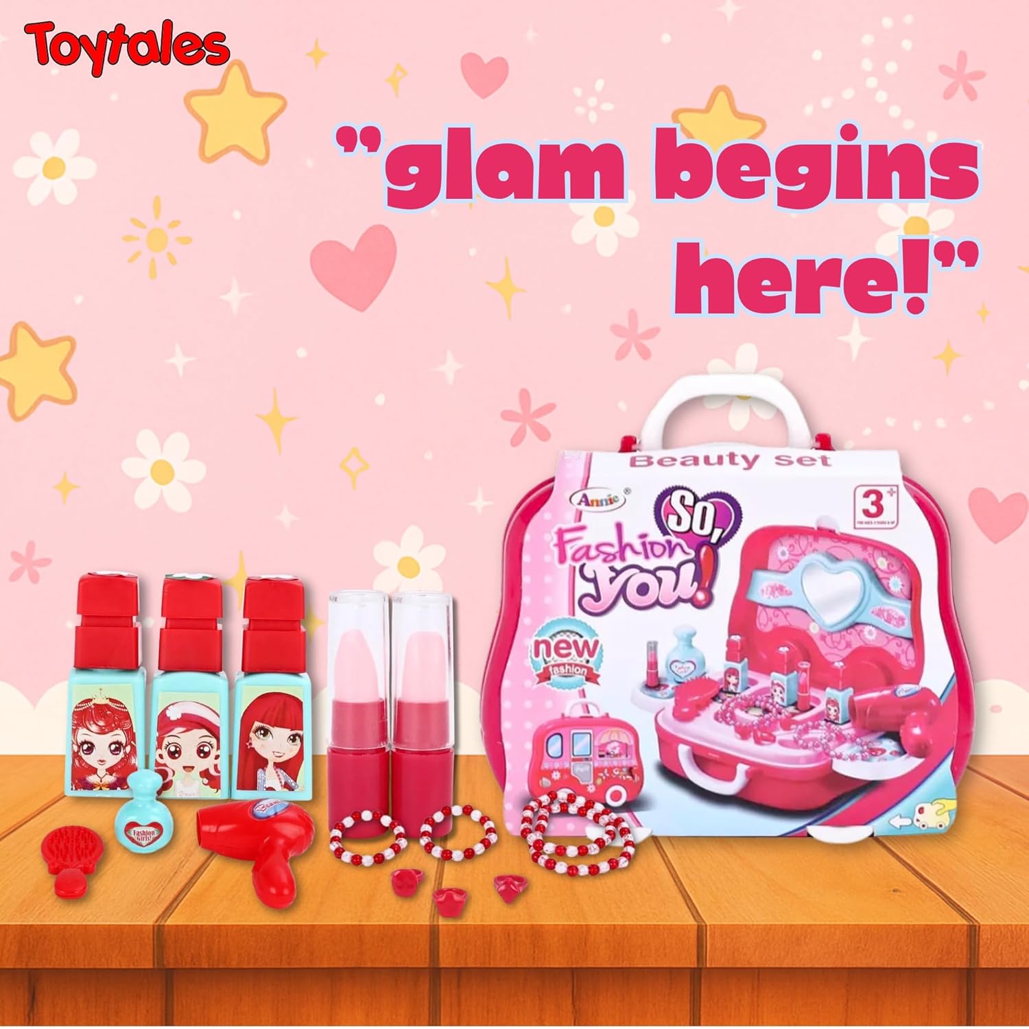 TOYTALES Kids Makeup Kit for Girls Pretend Play Beauty Set with Accessories for Toddlers