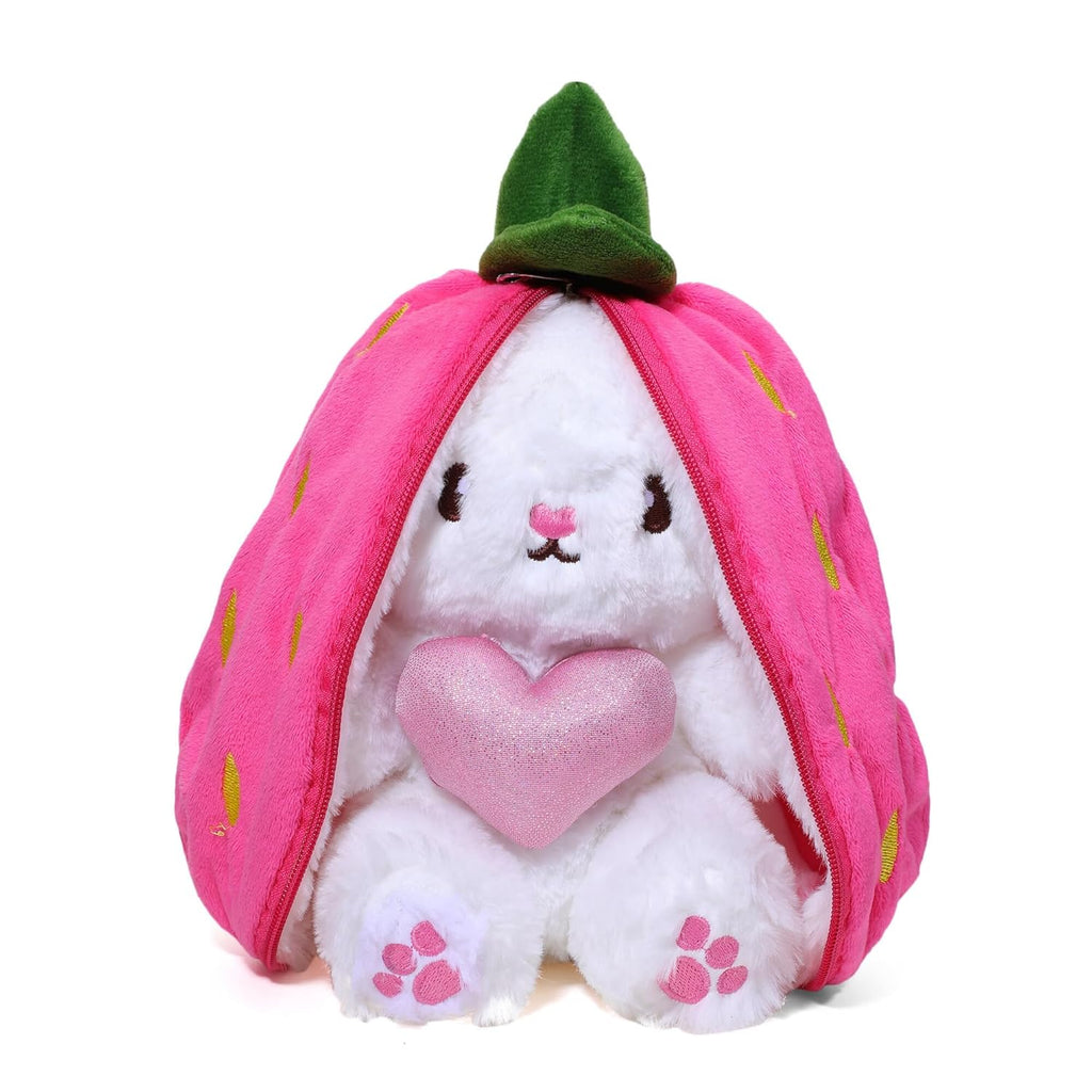 TOYTALES Reversible Bunny Rabbit Zipper Soft Toy 35cm Strawberry Carrot Plush