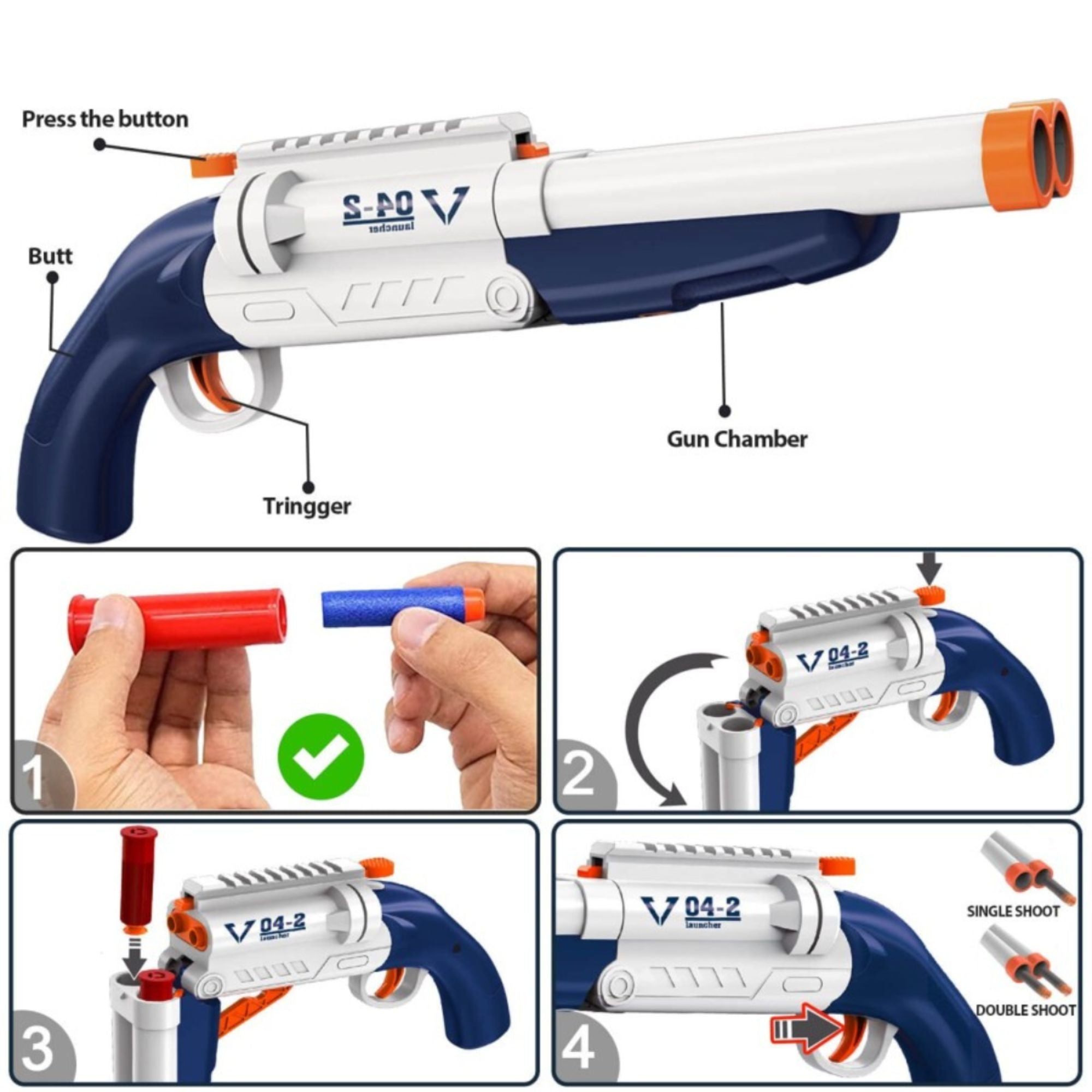 TOYTALES Double Barrel Soft Bullet Shotgun Toy