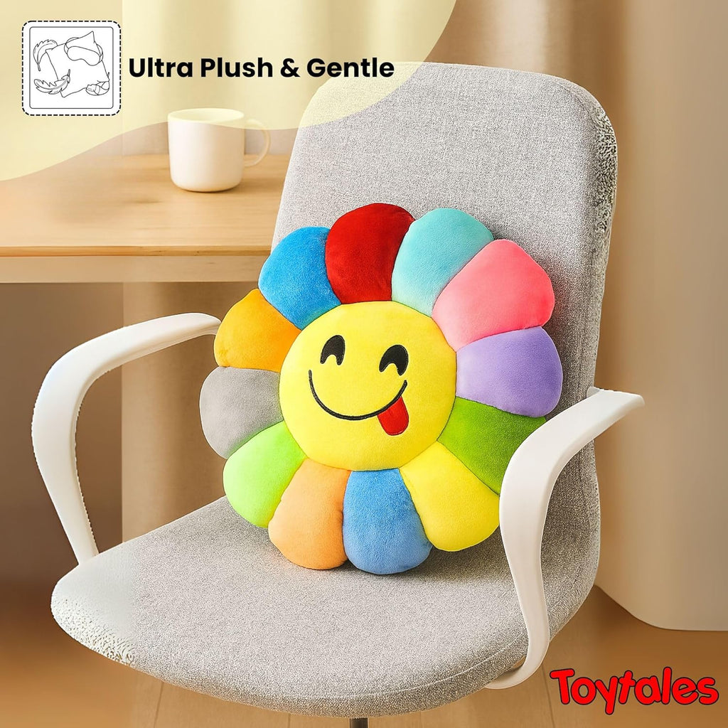 TOYTALES Emoji Flower Cushion Soft Plush Pillow With Colorful Petals (Assorted)