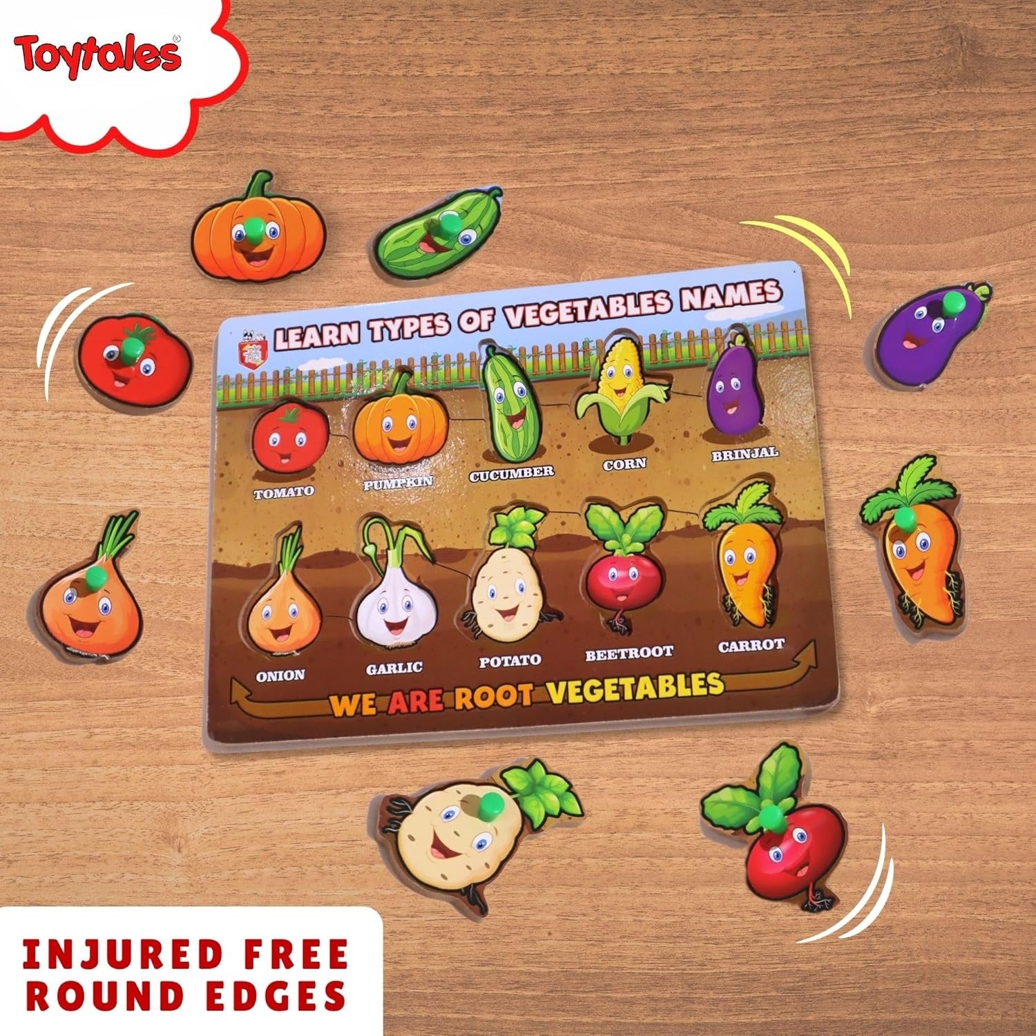 TOYTALES Vegetables Learning Puzzle Board for Kids Age 2+