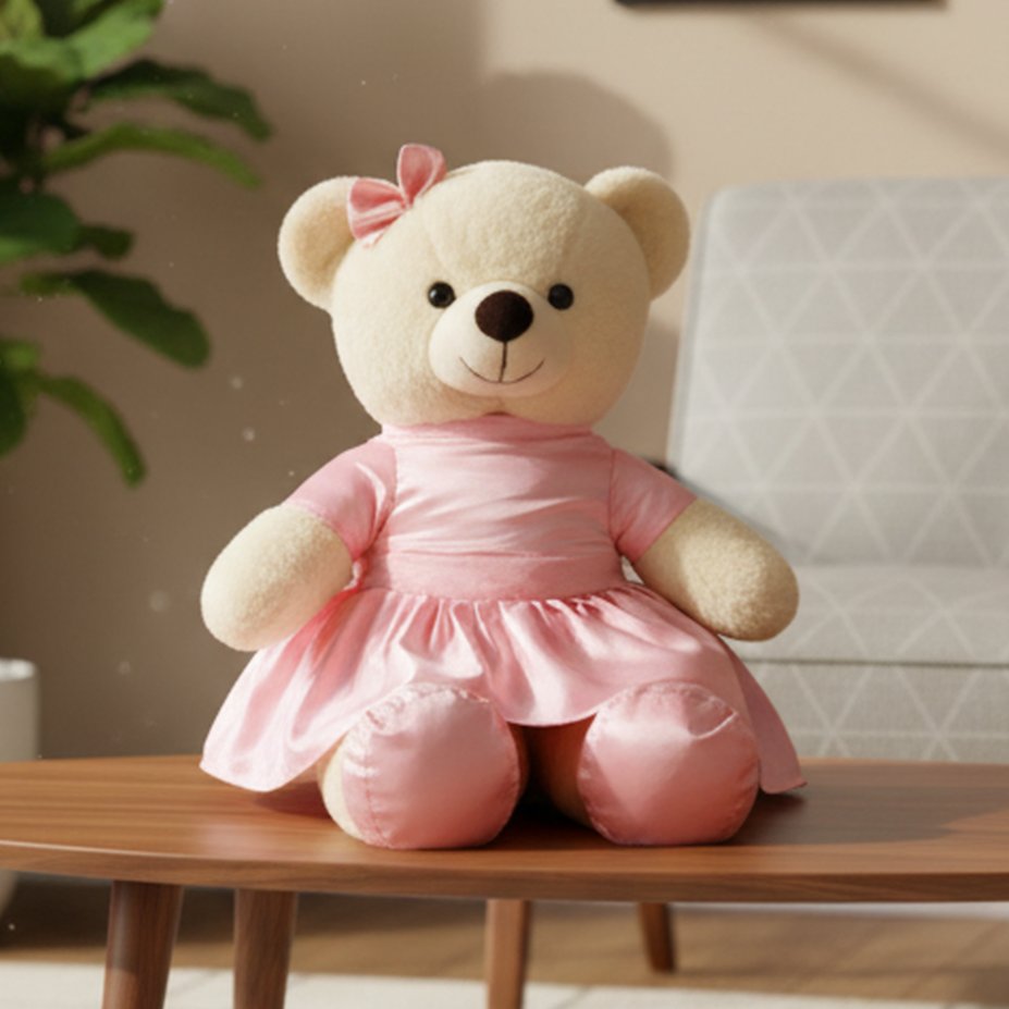 TOYTALES Frock Bear Soft Plush Teddy Bear with Dress | Cute Kids Toy 45cm