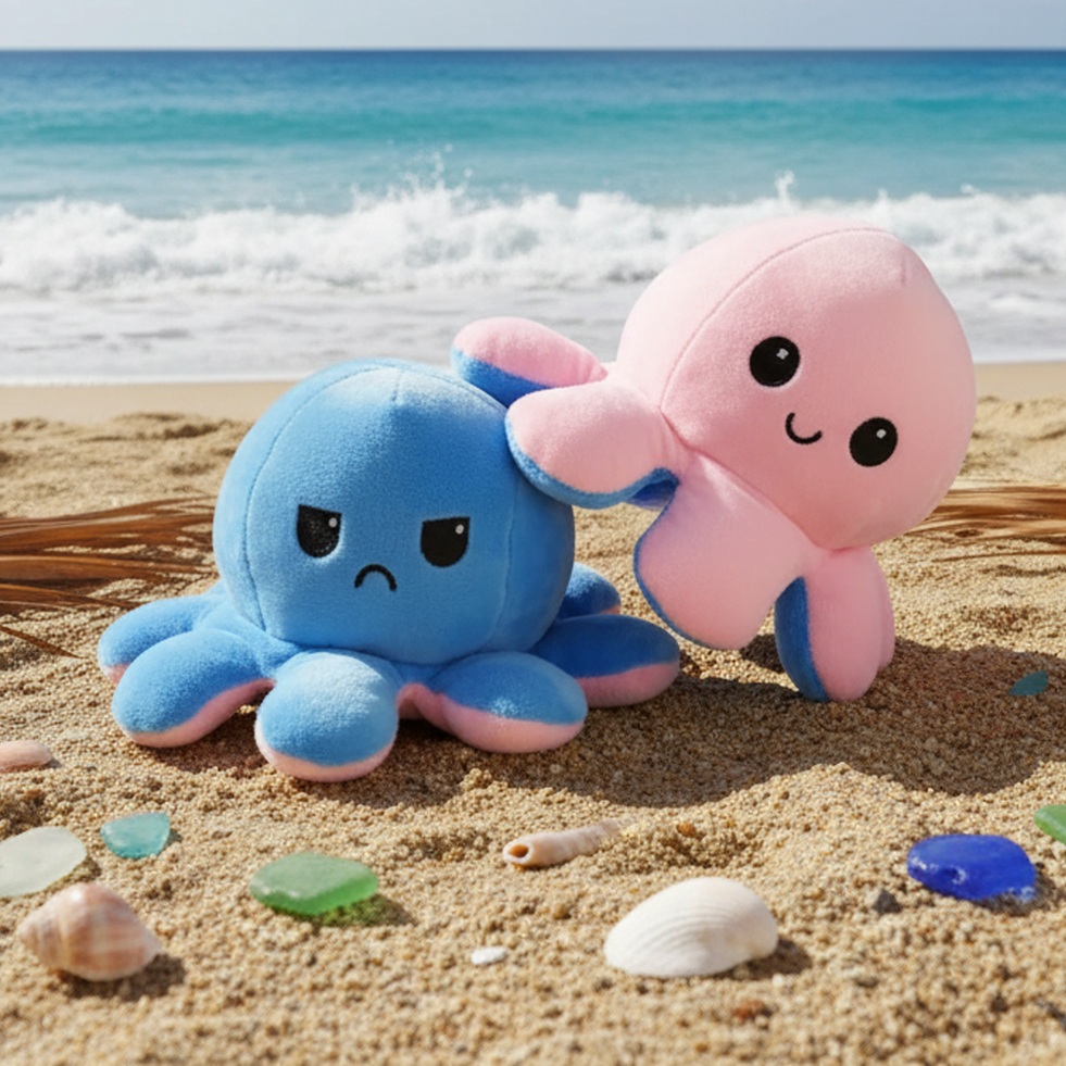 TOYTALES Reversible Octopus Plush Soft Toy Flip Design Cute Stuffed Animal for Kids