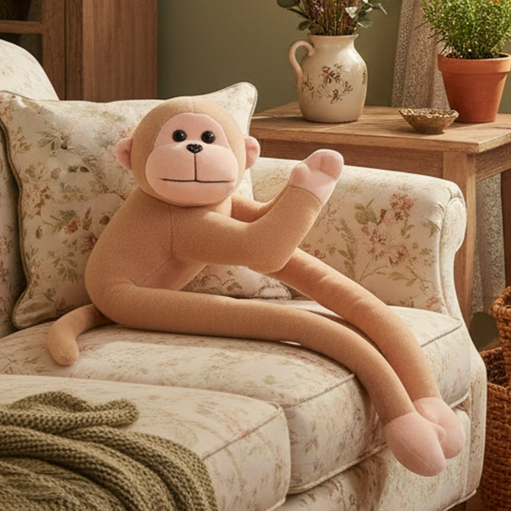 TOYTALES Namaste Hanging Monkey Plush Soft Toy Stuffed Animal For Kids 45 cm