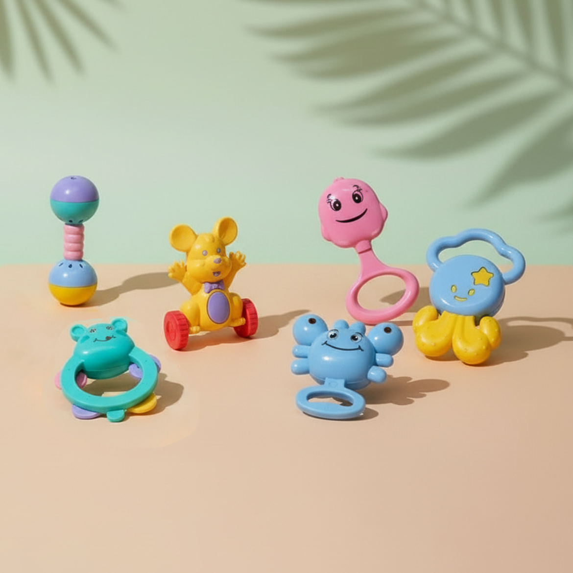 TOYTALES Baby Rattle and Teether Toy Set 6 Piece Sensory Toys for Newborns