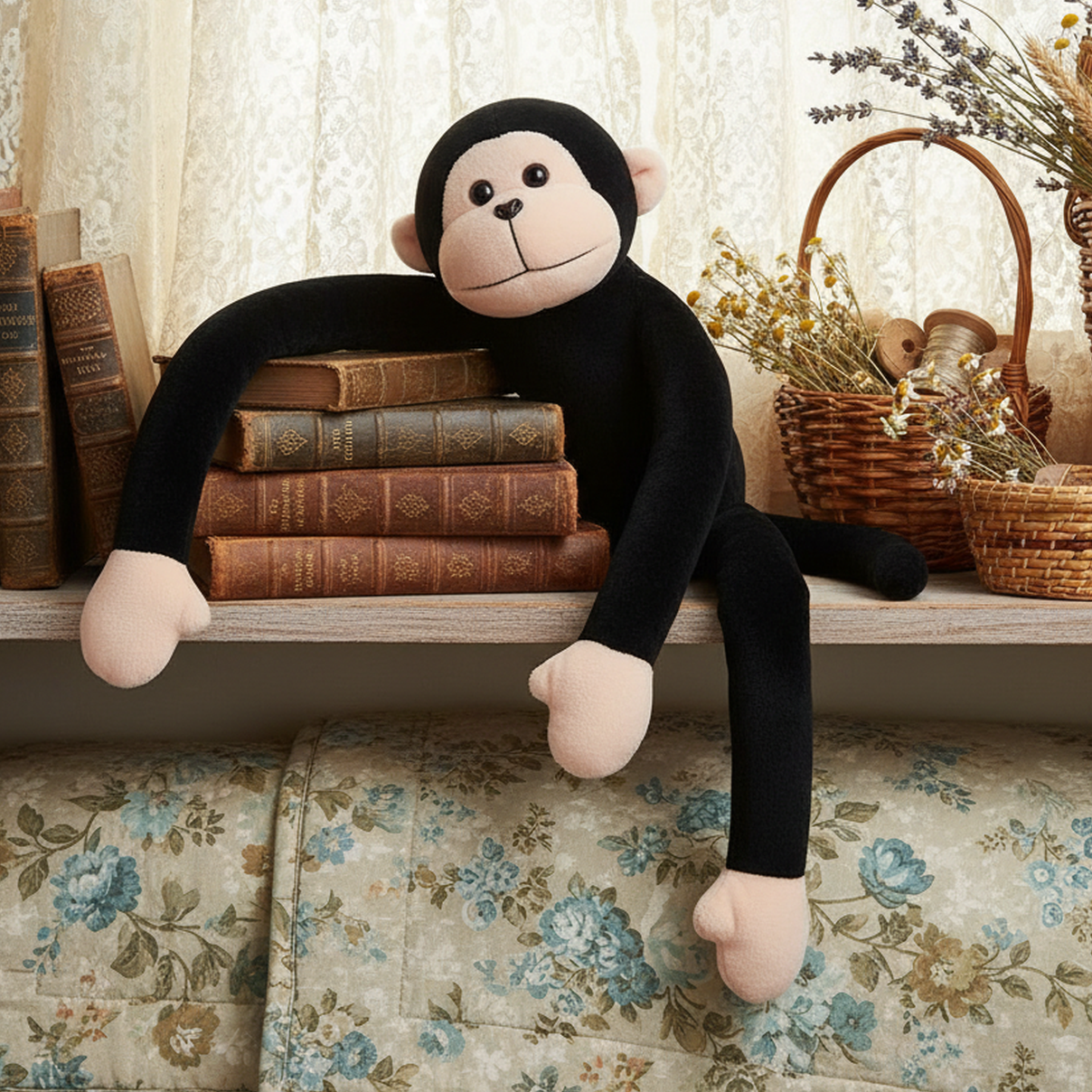 TOYTALES Namaste Hanging Monkey Plush Soft Toy Stuffed Animal For Kids 45 cm