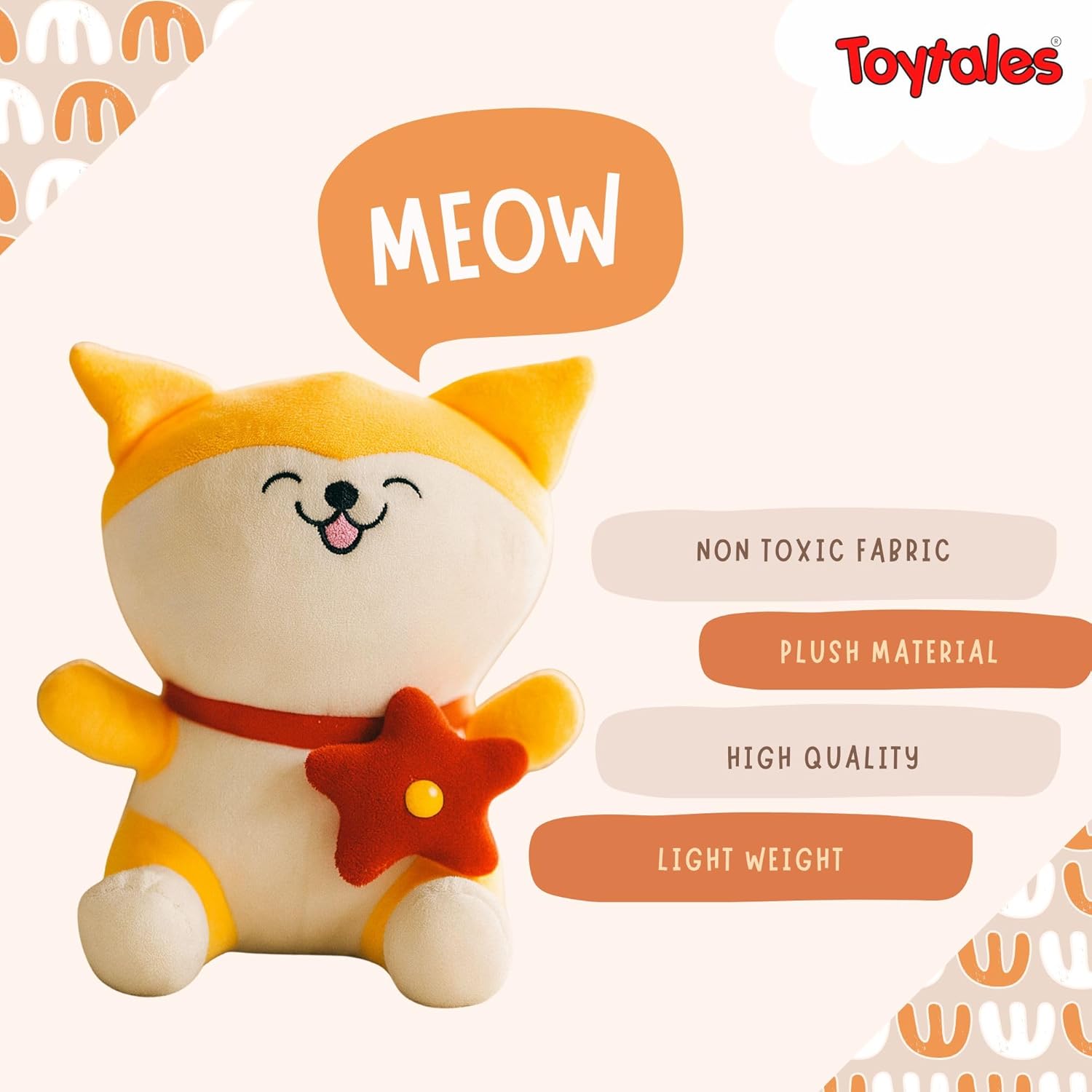 TOYTALES Soft Cat Plush Toy Cute Kitty with Flower, 20cm